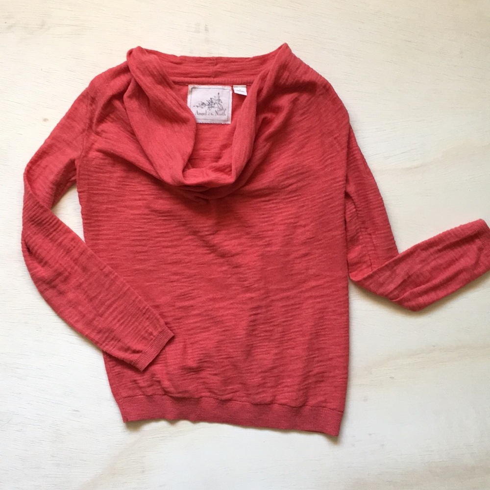 Anthropology | Deep salmon scoop-neck sweater